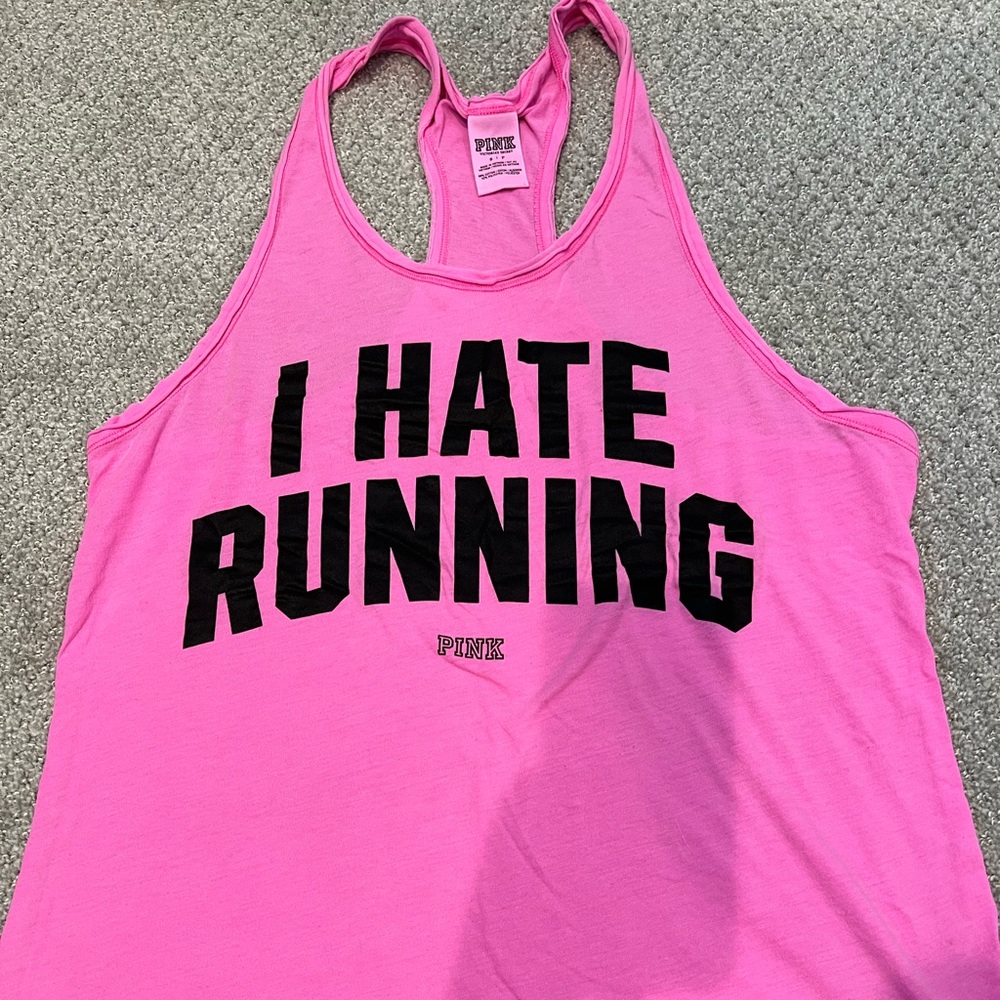 VS Pink I hate running tank top